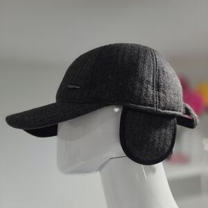 Gray Wool Cap with Ear Flaps